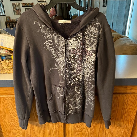 Vanity Tops - Vanity zip up cross hoodie